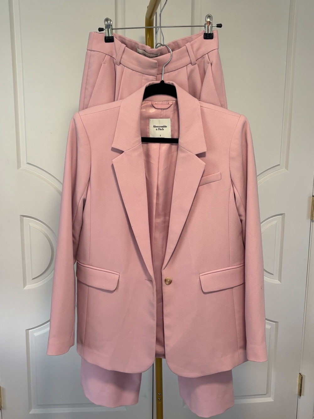 Abercrombie & Fitch Pink Suit Set Blazer Trouser Pants Size S/4S